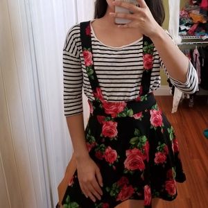 Papaya Suspender Floral Skirt